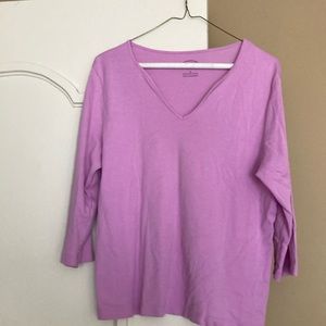 💯% Pima cotton Talbots 3/4 sleeves pink v-neck top